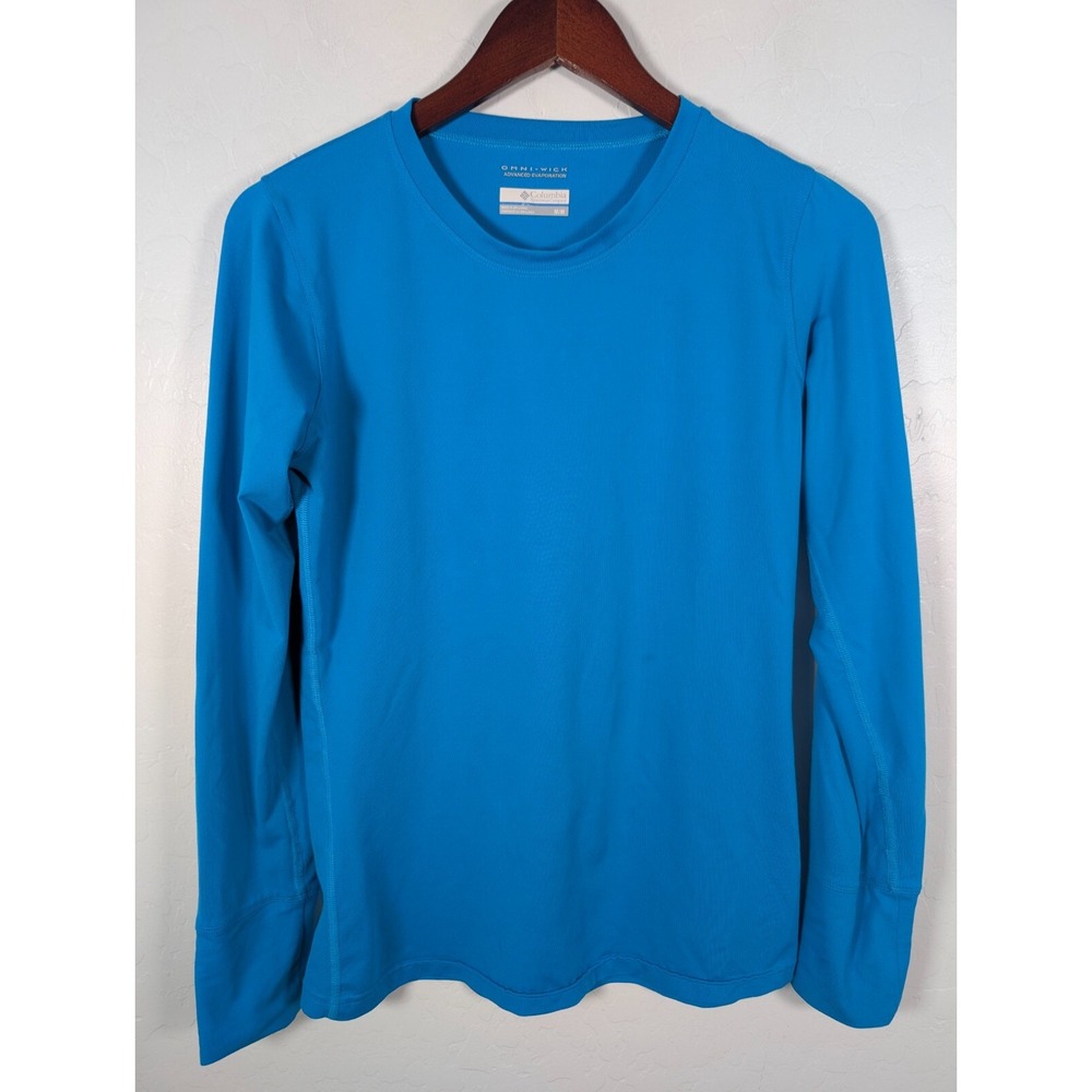 Columbia Top Women's Medium Blue Omni-Wick‎ Pullover Long Sleeve Stretch Casual